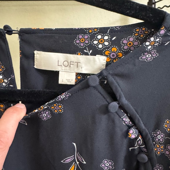 LOFT Dark Floral Button Blouse - Picture 3 of 4